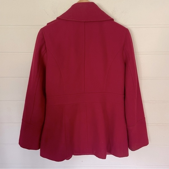 EUC Michael Kors Wool Blend Pea Coat in Cherry Red Size Small - Picture 6 of 8
